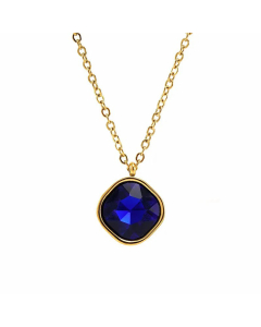 Fashion Plating Inlay Zircon Rhombus Titanium Steel Pendant Necklace Colorza