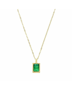 Fashion Gold Plated Zircon Heart Shape Stainless Steel Pendant Necklace