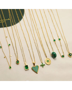 Fashion Gold Plated Zircon Heart Shape Stainless Steel Pendant Necklace
