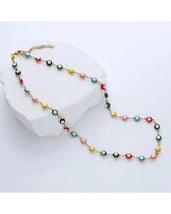 Fashion Colored Devil's Eye Titanium Steel Epoxy Chain Necklace