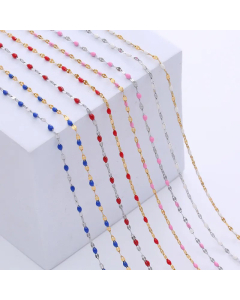 Vacation Geometric Stainless Steel Epoxy Chain Necklace