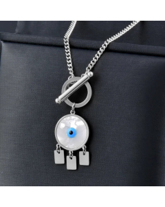 Fine Quality OT Buckle Eye Stainless Steel Inlay Shell Pendant Necklace Colorza