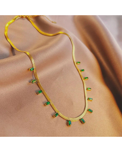 Fashion Square Inlay Rhinestones Titanium Steel Necklace Colorza