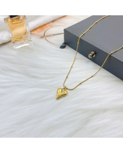 Fashion Pearl Pin Heart-Shaped Round Beads Snake Chain Stainless Steel Necklace
