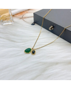 Elegant Daisy Square Crystal Tassel Zircon Inlaid Stainless Steel Necklace