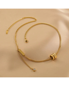 Elegant Daisy Square Crystal Tassel Zircon Inlaid Stainless Steel Necklace