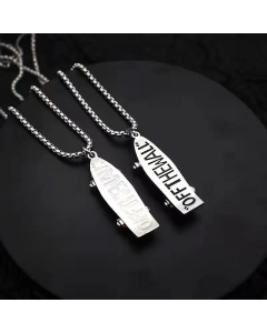 Streetwear English Scooter Square Bead Titanium Steel Polishing Necklace Colorza