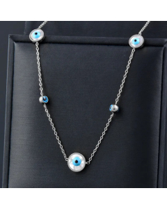 Fashion Inlay Shell Devil's Eye Stainless Steel Necklace Colorza