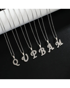 Fashion Letter Pendent Stainless Steel Plating Necklace Colorza-Steel Color-A