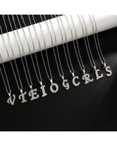 Fashion Letter Pendent Stainless Steel Plating Necklace Colorza-Steel Color-I