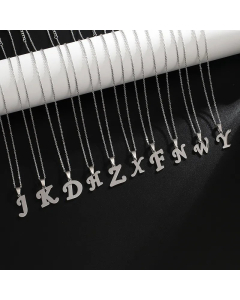 Fashion Letter Pendent Stainless Steel Plating Necklace Colorza-Steel Color-N