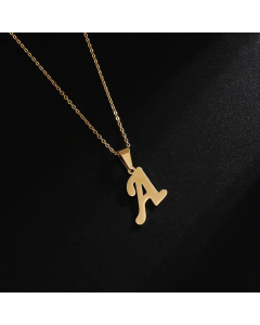 Fashion Letter Pendent Stainless Steel Plating Necklace Colorza-Gold Color-A