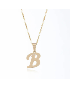 Fashion Letter Pendent Stainless Steel Plating Necklace Colorza-Gold Color-B