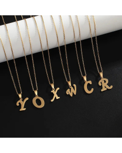 Fashion Letter Pendent Stainless Steel Plating Necklace Colorza-Gold Color-O