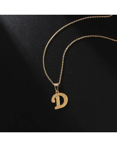 Fashion Letter Pendent Stainless Steel Plating Necklace Colorza-Gold Color-D