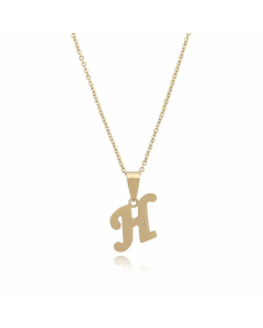 Fashion Letter Pendent Stainless Steel Plating Necklace Colorza-Gold Color-H