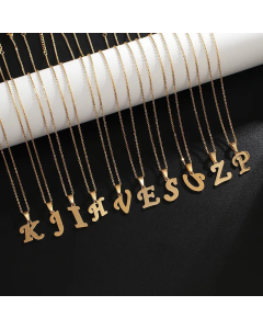Fashion Letter Pendent Stainless Steel Plating Necklace Colorza-Gold Color-K