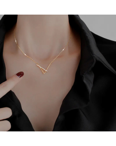 Temperament Geometric Titanium Steel Rhinestone Metal Diamond Artificial Gemstones Necklace