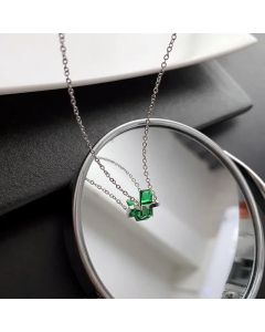 Fine Jewelry Zircon Square Titanium Steel Pendant Necklace Colorza Wholesale 
