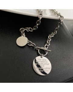 INS Style Plating OT Buckle Round Letter Titanium Steel Pendant Necklace Colorza