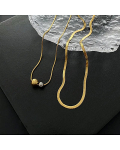 INS Style Round Ball Titanium Steel Polishing Layered Necklaces