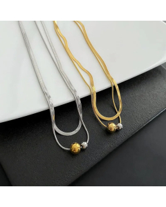 INS Style Round Ball Titanium Steel Polishing Layered Necklaces