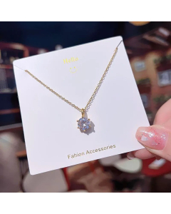 Refined Flower Key Lock Bowknot Pendent Titanium Steel Plating Zircon Necklace 