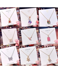 Refined Flower Key Lock Bowknot Pendent Titanium Steel Plating Zircon Necklace
