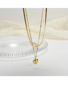 Fashion Plating Heart Shape Titanium Steel Layered Necklaces Colorza 