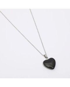 Luminous Heart Shape Natural Stone Stainless Steel Pendant Necklace Colorza