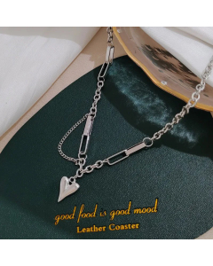 Fashion Heart Shape Patchwork Pendant Titanium Steel Necklace Colorza 