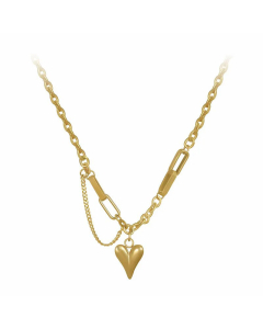 Fashion Heart Shape Patchwork Pendant Titanium Steel Necklace Colorza 