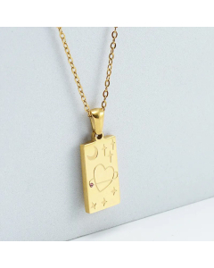 Fashion Tarot Tag Love Lion Bottle Eye Sun Titanium Steel Plating Necklace