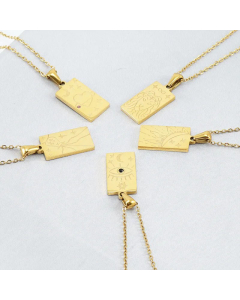 Fashion Tarot Tag Love Lion Bottle Eye Sun Titanium Steel Plating Necklace