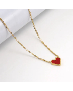 Retro Enamel Heart Shape Titanium Steel Pendant Necklace 
