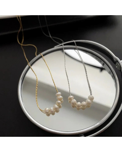 French Style Pearl Titanium Steel Necklace Wholesale Colorza Fine Jewelry 