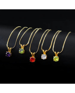 Classic Colorful Zircon Pendent Stainless Steel Necklace Colorza