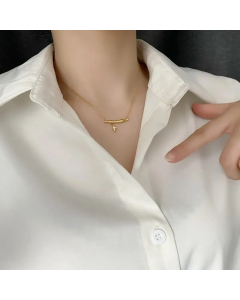 Fashion Plating Bamboo Pendent Titanium Steel Necklace Colorza