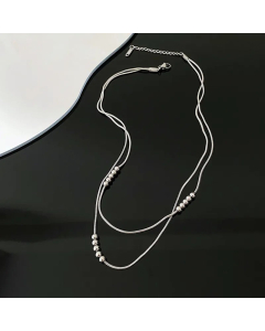 Minimalism Solid Color Layered Beads Chain Titanium Steel Necklaces Colorza 