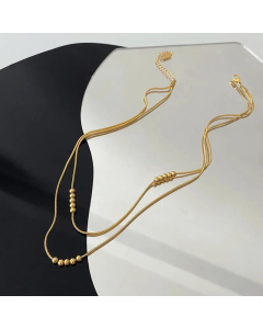 Minimalism Solid Color Layered Beads Chain Titanium Steel Necklaces Colorza 