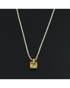Minimalism Square Titanium Steel Plating Zircon Pendant Necklace Colorza