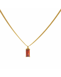 Minimalism Square Titanium Steel Plating Zircon Pendant Necklace Colorza