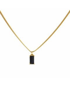 Minimalism Square Titanium Steel Plating Zircon Pendant Necklace Colorza