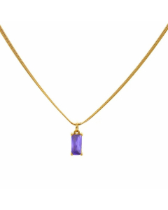 Minimalism Square Titanium Steel Plating Zircon Pendant Necklace Colorza