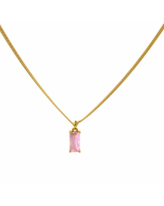 Minimalism Square Titanium Steel Plating Zircon Pendant Necklace Colorza