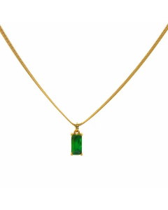 Minimalism Square Titanium Steel Plating Zircon Pendant Necklace Colorza