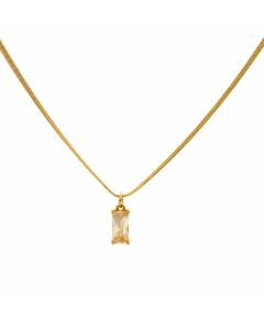 Minimalism Square Titanium Steel Plating Zircon Pendant Necklace Colorza