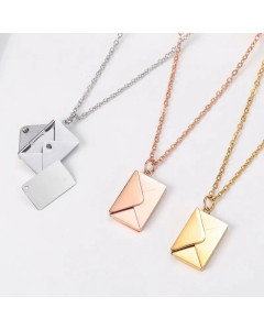 Fashion Simple Style Envelope Letter Carving Necklace Titanium Steel