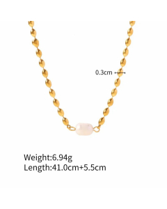 Fine Jewelry Wholesale Beads Chain Stainless Steel Plating Pearl Necklace Colorza 