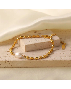 Fine Jewelry Wholesale Beads Chain Stainless Steel Plating Pearl Necklace Colorza 